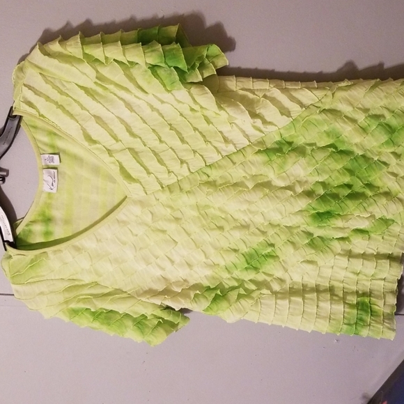 Green Ruffled V-Neck Top - Picture 4 of 4